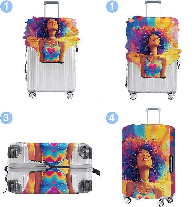 Luggage Cover Washable Suitcase Protector Anti-scratch Suitcase cover Fits 20-34 Inch Luggage (Girl-1, S(20-22inch suitcase))