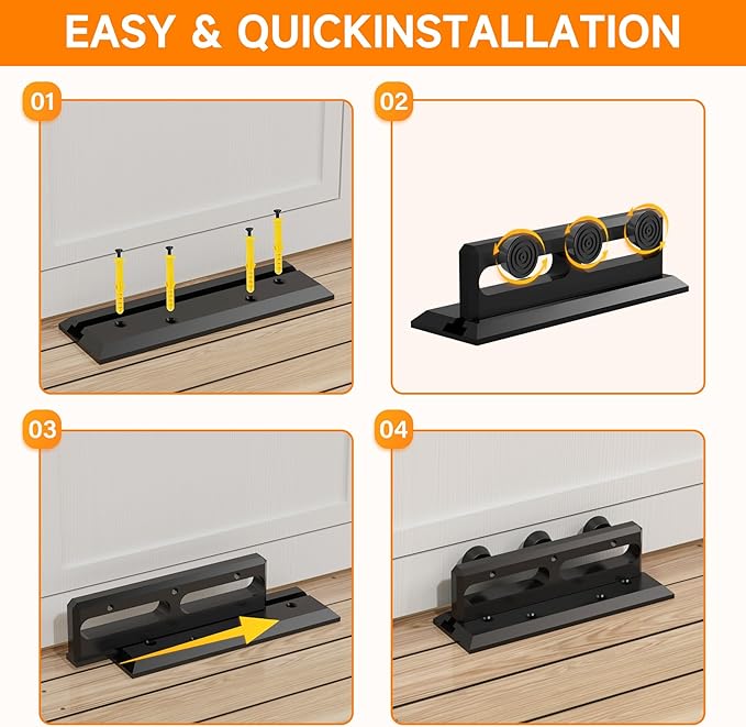 Door Security Bar, French Security Door Brace, Security Door Barricade, Withstands 3000 Lbs, Prevents Entry Burglaries Home Invasions