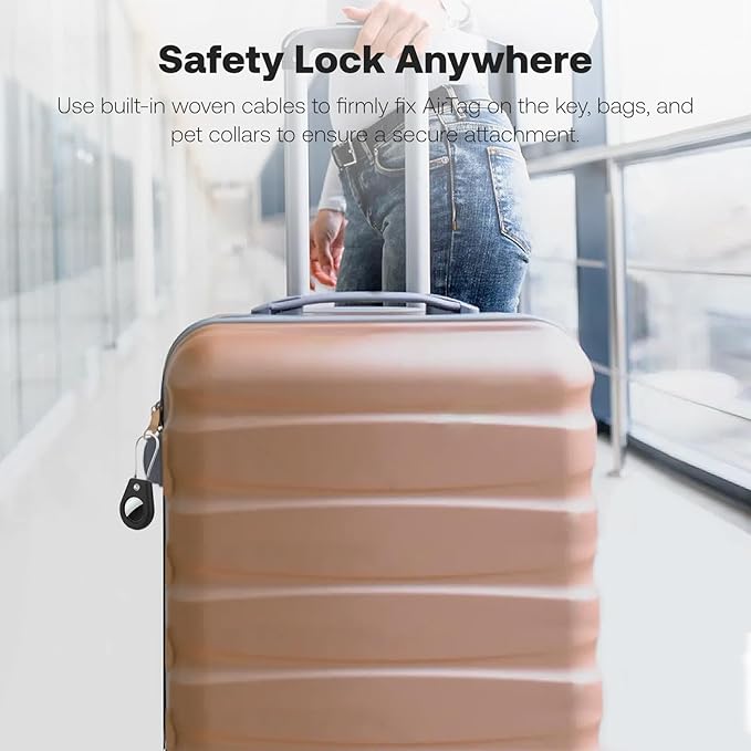 2-Pack Protect Case Compatible with Apple AirTag, Secure GPS Tracker Holder with Wire Cable Shockproof & Anti-Theif Suitable for Keychain, Keys, Luggage, Bags and Kids Luggage, Bags