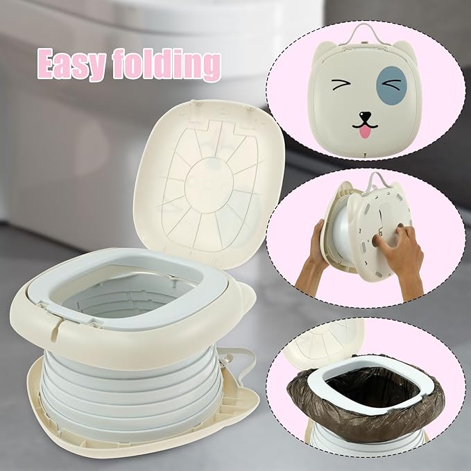 Travel Potty Seat for Toddler Portable Potty for Toddler Travel Portable Toilet Car Potty for Kids Boys Girls Foldable Potty Training Seat Potty Chair w Travel Bag 30 Garbage Bags for Camping Outdoor