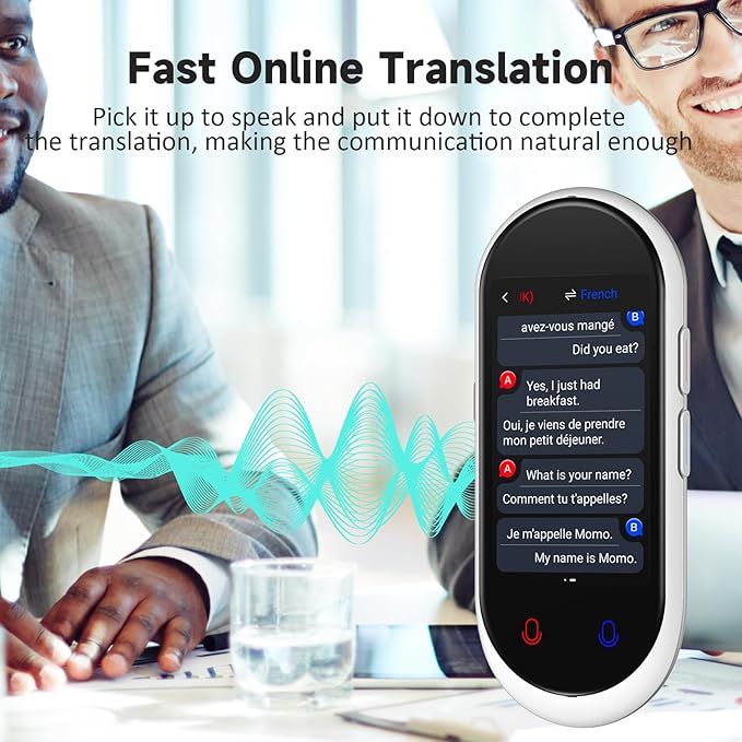 Language Translator Device, Portable Translator No WiFi Needed, Offline Voice Photo Translation, 137 Languages Supported, High Accuracy Translator Device for Travel Business Learning (White)