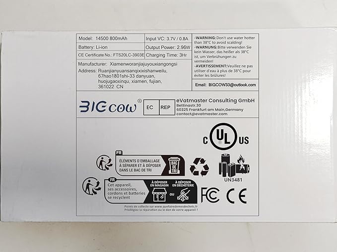 BIGCOW Portable Bidet, Handheld Bidet, Rechargeable Electric Portable Bidet for Women & Men