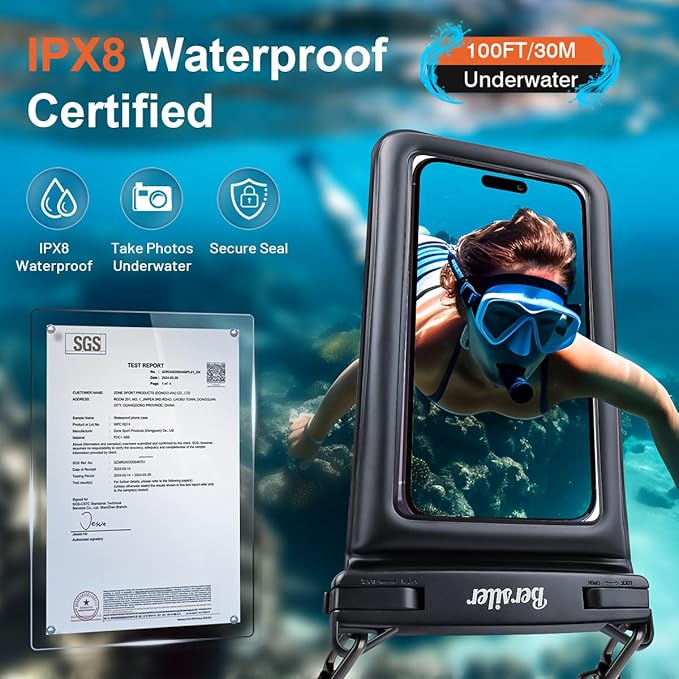Floating Waterproof Phone Pouch - 2 Pack IPX8 Waterproof Phone Bag with Double Space, Waterproof Phone Case with Lanyard for iPhone 16 15 14 13 Pro Max Galaxy S24+ S23, Beach Cruise Ship Essentials
