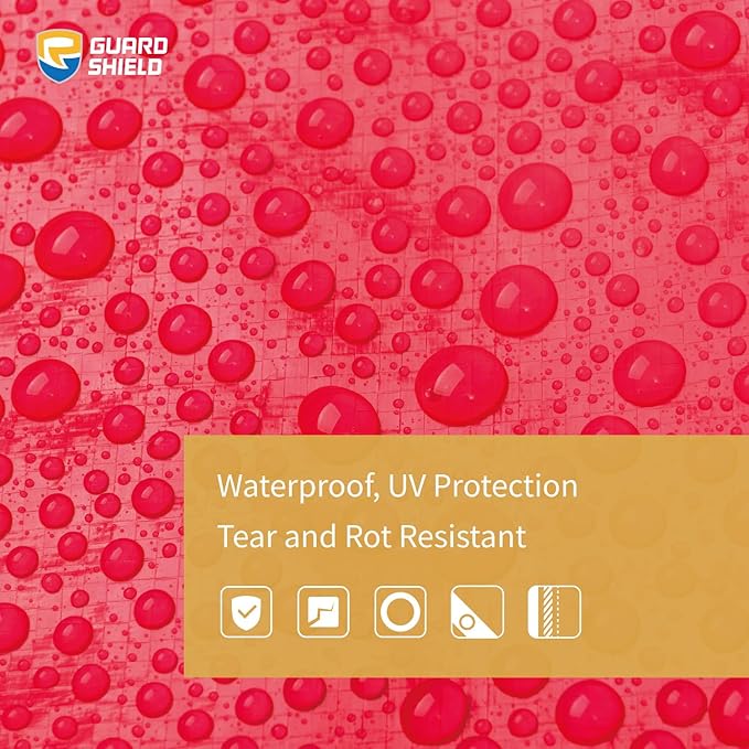 GUARD SHIELD Red Tarp 16x20 Feet Tarps High Visibility Outdoor Poly Cover Lightweight 6mil