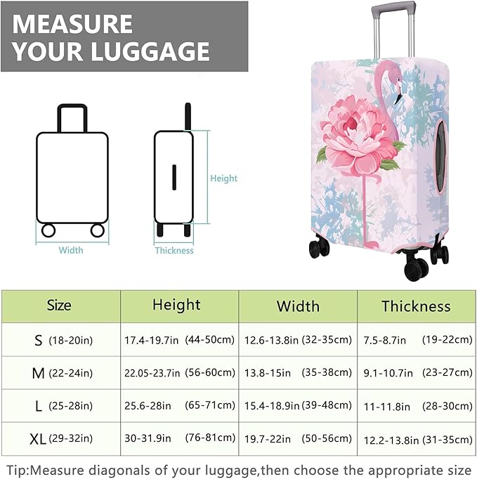 Travel Luggage Cover Suitcase Protector Fits 18-32 Inch Wheel Covers PatternedTravel Related Items Flower Luggage Protector Elastic S