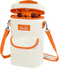 Tirrinia 2 Bottle Wine Gift Tote Carrier - Leakproof & Insulated with large pockets Wine Cooler Bag for Travel, Wine Tasting, Party, Dinner, Great Gift for Wine Lover,White Orange
