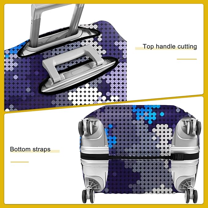 28 Inch PVC Luggage Protector Covers for TSA Approved Clear Suitcase Cover Protector Transparent Luggage Protective Cover Set (Map, Suitable for 28“-29")