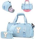Presents For Girls-Girl Gym Bag with Shoe Compartment, Kid Personalized Weekender Overnight Bags, Initial Travel Tote with Makeup Pouch, Graduation Gift for Girls (Letter Y)