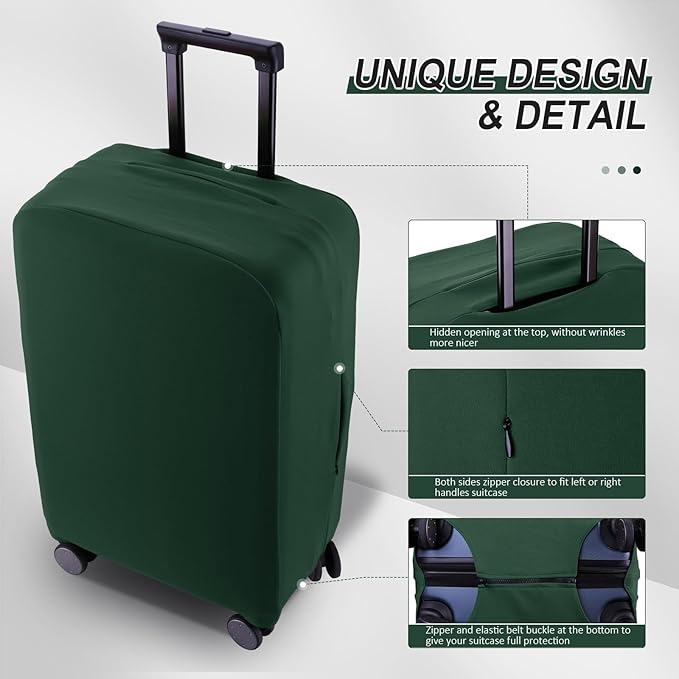 Travel Luggage Cover Suitcase Protector Scratch-Resistant Fit 19-31 Inch Suitcase, Not Included Suitcase (Avocado Green, M(24-25 inch))