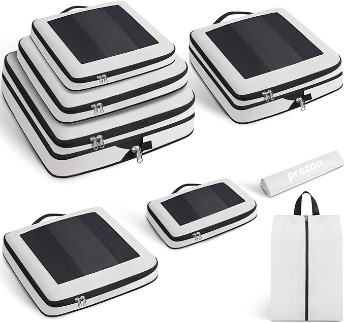8 Set/6 Set/4 Set Compression Packing Cubes for Travel, Lightweight Vacation Travel Essentials, Travel Accessories for Suitcase Organizer Bags Set, Durable Luggage Organizer