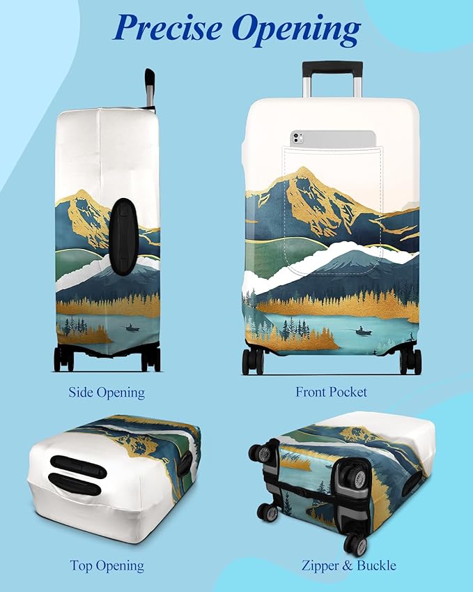 Slohif Luggage Cover for Suitcase Tsa Approved Protector - Luggage Sleeve Large Suit Case Cover Travel Stretch Baggage Case Protective Washable Fit 21-23 Inch Mountain S