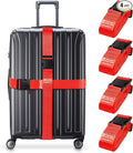 Travel Inspira Luggage Straps for Suitcases, Adjustable Suitcase Strap, TSA Approved Luggage Straps - Secure Your Luggage Safely During Travel Red (4 Pack)