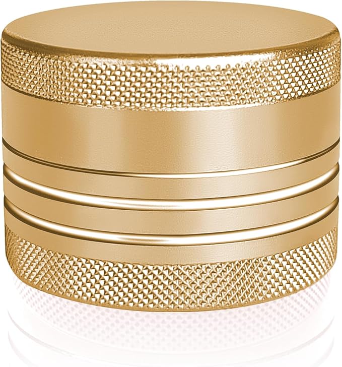 Small Pill Box, Portable Daily Box, Aluminium Alloy Round Container for Pills, Pocket Case (Gold)