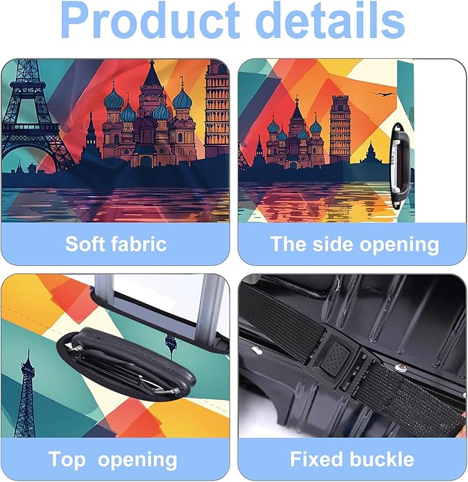 Luggage Cover Washable Suitcase Protector Anti-Scratch,Stretchable Fit for 20-34Inch Luggage Durable Travel Bag Cover with Zipper Closure (Travel-1, M(fits 24-26Inch suitcase))