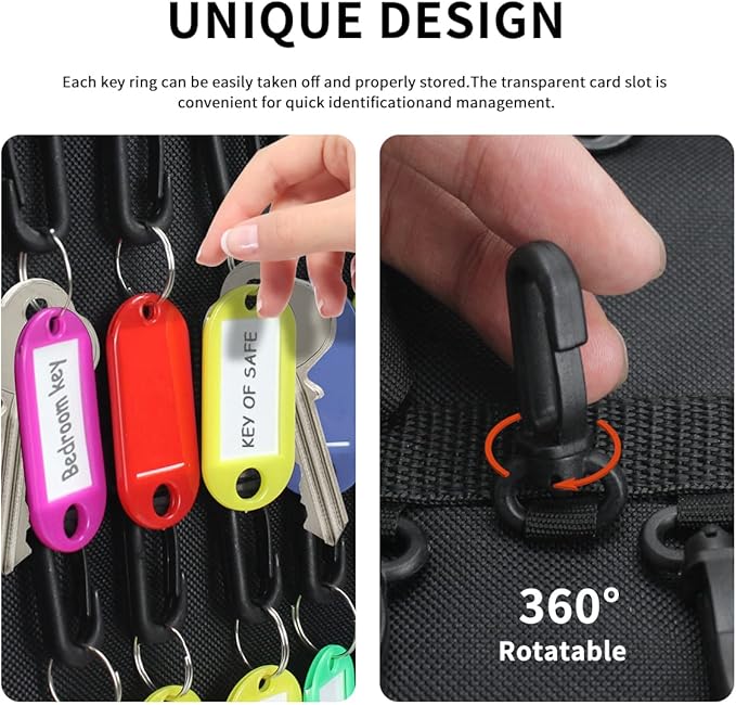 Sdstone 54 Hooks Portable Zippered Key Organizer,Fireproof and Waterproof Key Case,Portable Manager & Landlord Zipper Key Binder For Real Estate Sales,Hotel Executives, Car Service(Brown)