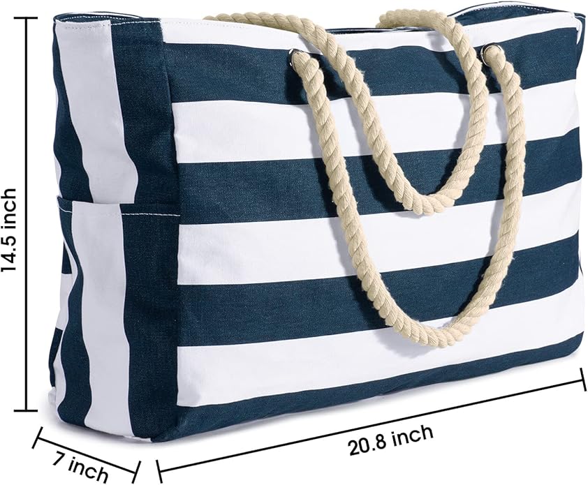 Becokan Beach Bags for Women Large Waterproof Beach Tote Bag Zipper Beach Bags Waterproof Sandproof Swim Pool Bag Large Tote