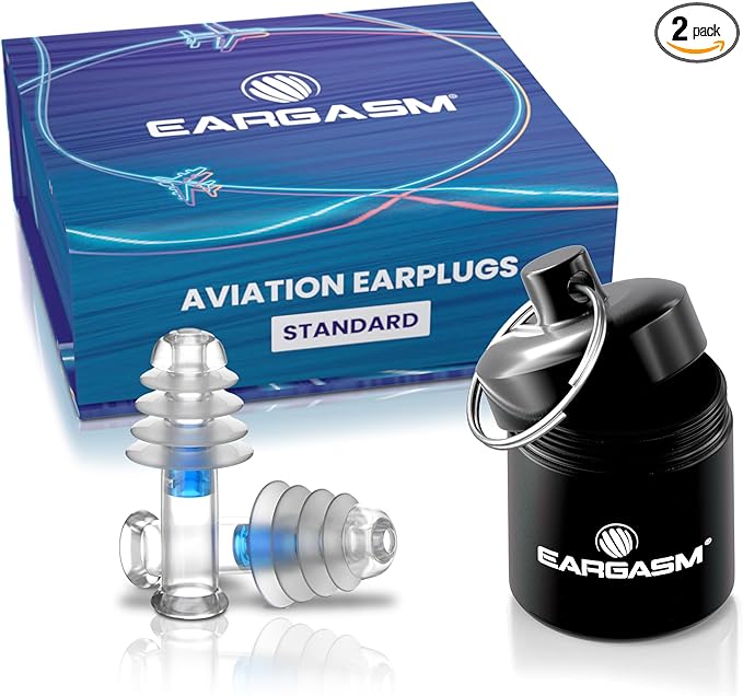 Eargasm Aviation Earplugs - Airplane Ear-Plugs for Ear Air Pressure Relief on Flights for Adults - High Altitude Air Travel Essential Earplugs for Men & Women for a Comfortable Trip