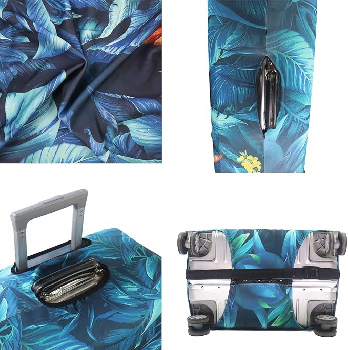 MosaiRudo Thicker Luggage Cover Elastic Suitcase Cover Protector Fits 18-32 Inch Suitcase Travel Accessories (Rainforest, S)