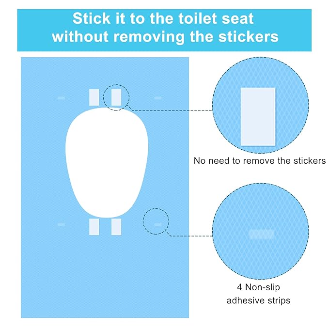 50 Packs Tear-Free Toilet Seat Covers Disposable for Adults and Kids, 16x24 Inch Waterproof Non-Slip Disposable Toilet Seat Cover for Travel, Public Toilet, Outdoors (Individual Package)