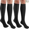 CASMON 2 Pairs Zipper Compression Socks for Women & Men,15-20 mmHg Closed Toe Knee High Support Sock for Varicose Vein Edema