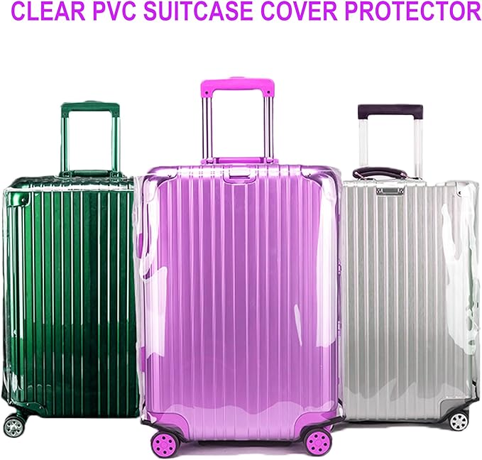 30 Inch Full Clear PVC Suitcase Cover Protectors for TSA Approved Travel Luggage Protector Covers Set Transparent Luggage Case Suitcase Suitable for 30"-31" Full Clear