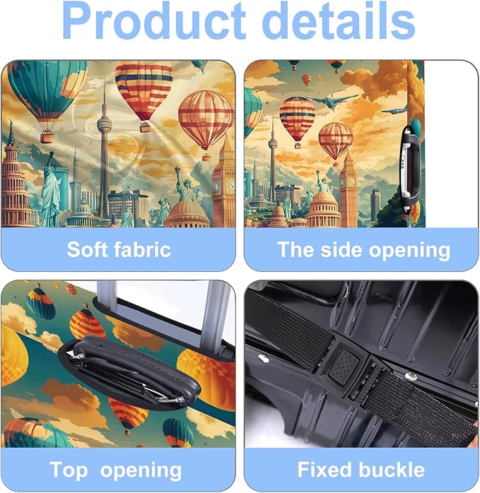 Luggage Cover Washable Suitcase Protector Anti-scratch Suitcase cover Fits 20-34 Inch Luggage (Balloon, S(20-22inch suitcase))