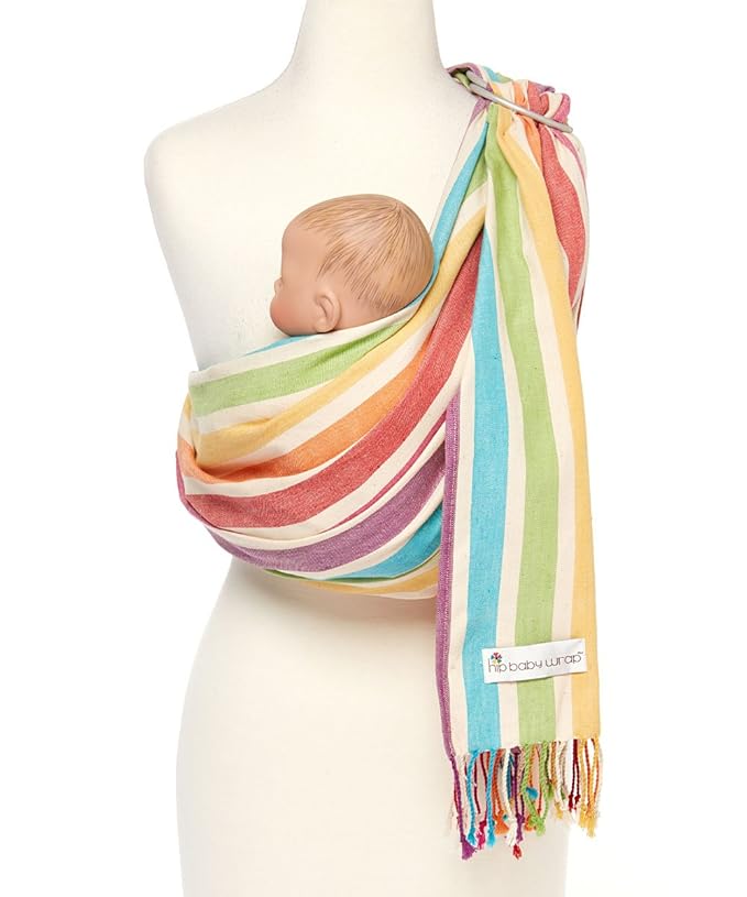 Hip Baby Wrap Ring Sling Baby Carrier for Infants and Toddlers - 100% Soft Cotton Baby Wraps Carrier for Babies 8-35 lbs - Perfect Baby Shower Gifts Moms and Dads - Nursing Cover (Mediterranean)