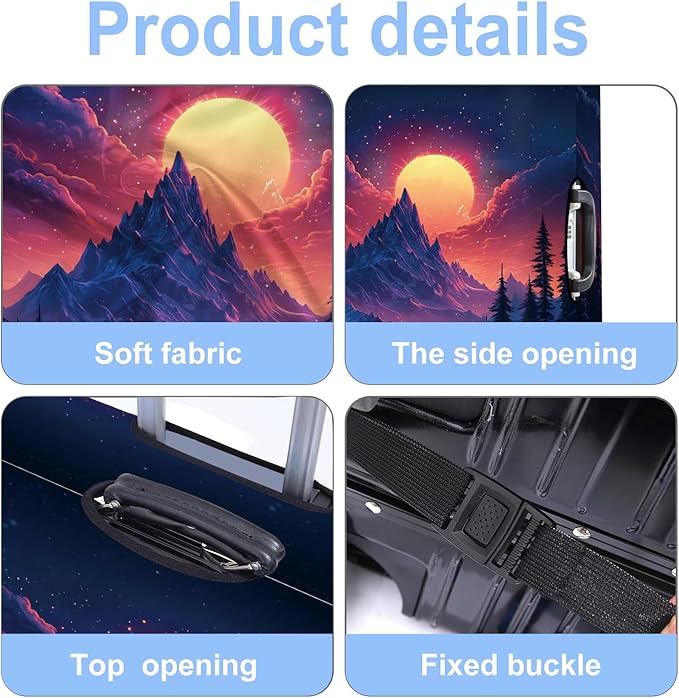 Luggage Cover Washable Suitcase Protector Anti-scratch Suitcase cover Fits 20-34 Inch Luggage (Snow mountain, XL(32-34inch suitcase))
