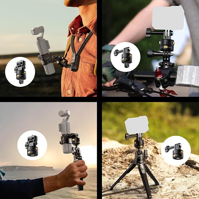 Neewer 6 in 1 Action Camera Mount Kit, Compatible with Hero 13 12 11 Max DJI Osmo Action Insta360, Metal Magnetic Quick Release Mount with 1/4" Thread & Folding Fingers for POV Shots, GP-23