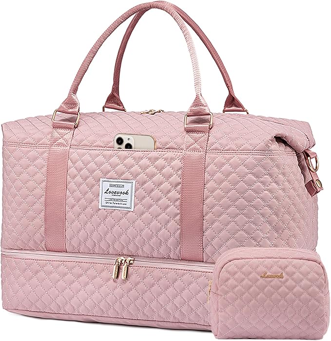 LOVEVOOK Travel Duffle Bag,Weekender Bags for Women with Shoe Compartment，Carry on Overnight Bag with Toiletry Bag,Gym Duffel Bag with Wet Pocket, Hospital Bags for Labor and Delivery
