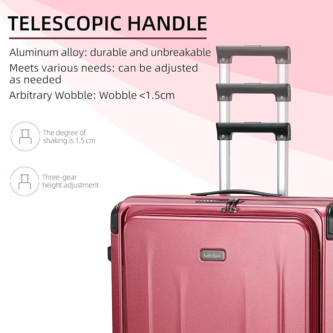 Carry On Luggage, 20 Inch Top Opening Aluminum Frame Lightweight Airline Approved ABS+PC Hard Shell Suitcases with Silent Wheels, TSA Lock, Front Pocket & Wet-dry Separated Six-piece Set