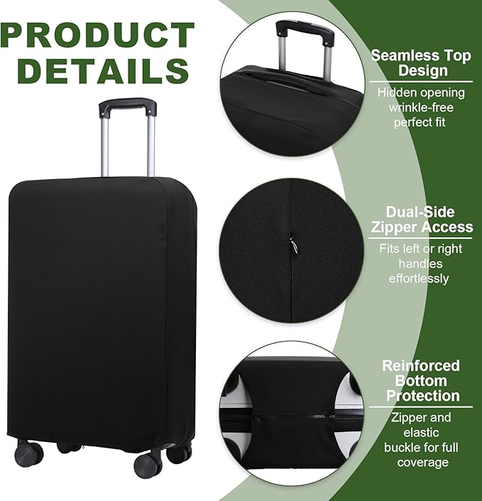 PATIKIL Luggage Cover, Suitcases Covers Elastic Carry on Cover Protector Washable Scratch-Resistant Fits 26-27 Inch Luggage for Travel Business Trips, Black