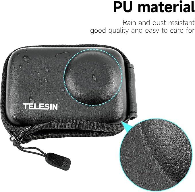 TELESIN Mini Carry Case Lens Protector for DJI Action 5 Pro Action 4 Action 3 Insta 360 Ace Insta360 Ace Pro Accessories, Mini Protective Carrying Bag Half Zipper for Selfie Stick Tripod Accessory