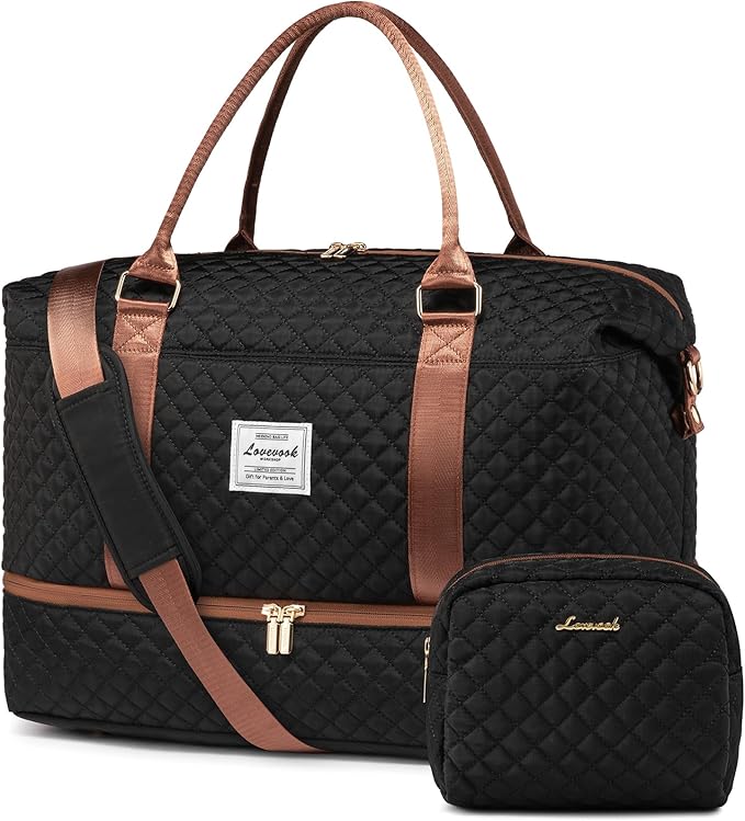 LOVEVOOK Travel Duffle Bag,Weekender Bags for Women with Shoe Compartment，Carry on Overnight Bag with Toiletry Bag,Gym Duffel Bag with Wet Pocket, Hospital Bags for Labor and Delivery