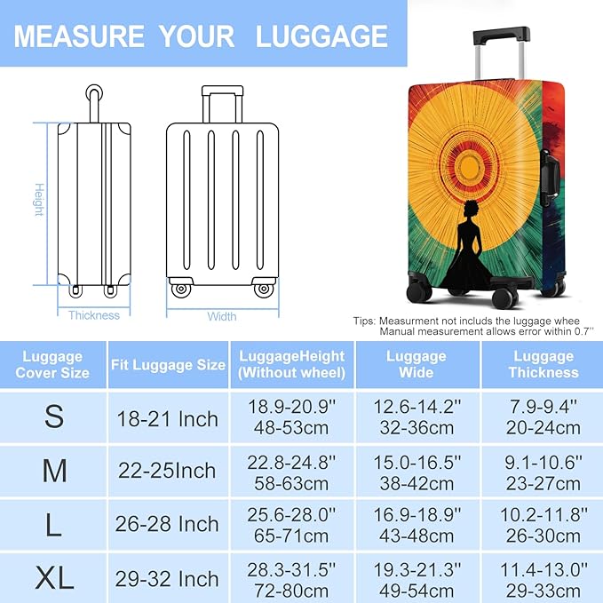 Luggage Cover Washable Suitcase Protector Anti-scratch Suitcase cover Fits 20-34 Inch Luggage (Girl-2, M(24-26inch suitcase))