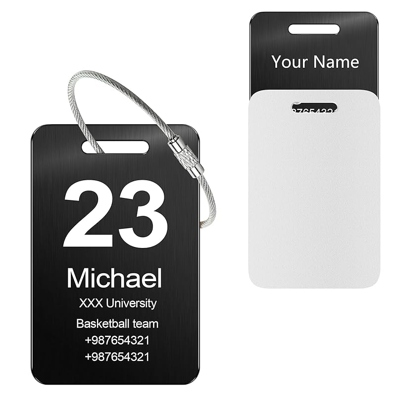 Customized Stainless Steel Luggage Tags: Personalize Your Suitcases, Backpacks, and Bags with Your Text - Custom Initial Text Name ID,Number 2"x3.3"