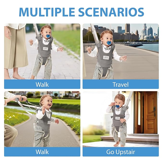 Baby Walking Harness-Handheld Assistant Belt- Toddler Infant Walking Aid for Trainer & Support 7-24 Month Old (summer-Gray-1819)