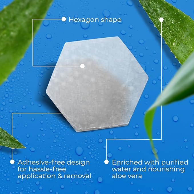 Hexagels Plus Aloe Vera - Advanced Healing Hydrogel Pads for Blister Prevention & Soothing Burn Care - Foot, Heel, Toe, & Ankle Protection, Pack of 50, 1-Inch Patches, Original Formula