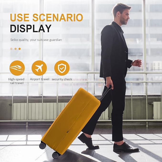 Travel Luggage Cover Suitcase Protector Scratch-Resistant Fit 19-31 Inch Suitcase, Not Included Suitcase (Yellow, L(26-27 inch))