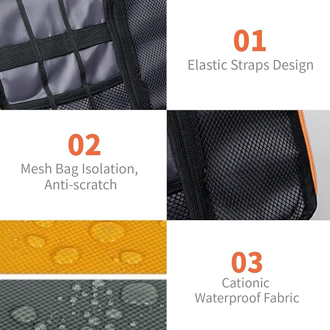 Electronics Travel Organizer,Portable Waterproof Electronic Travel Storage Bag for Small Charging Cord Storage,Charger,SD Card etc,for Travel,Business-Blue Black