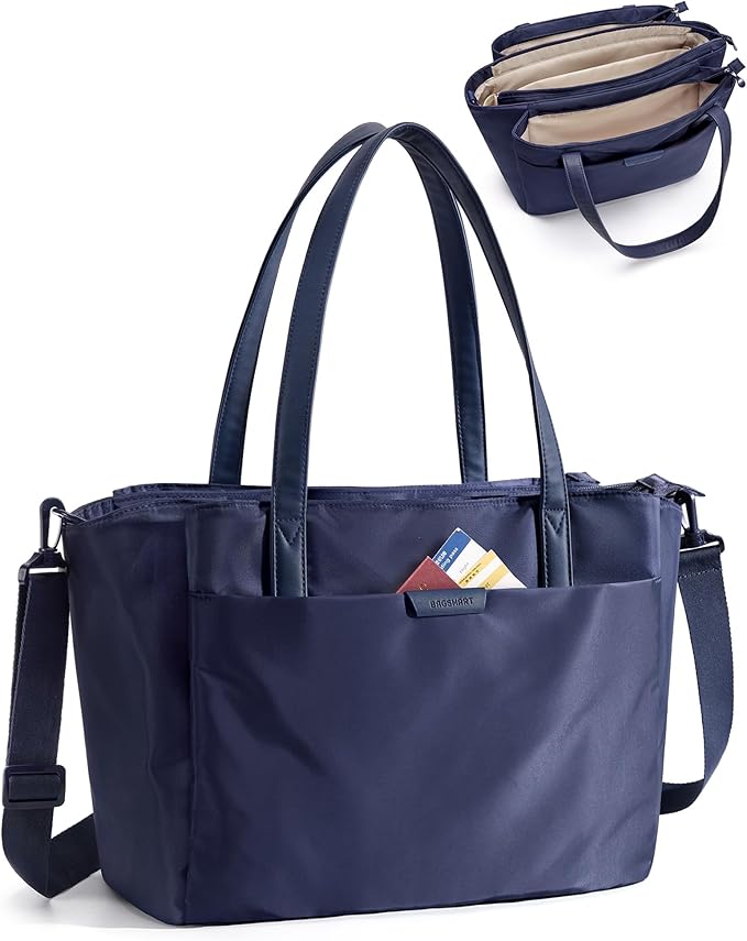 BAGSMART Tote Bag for Women with Compartments, Work Tote Bag with Zipper Women Purse Crossbody Shoulder Handbag with Strap