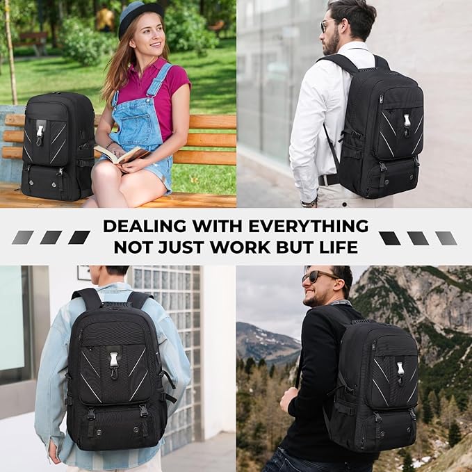 18.4 Inch Large Travel Backpack with Shoe Compartment,80L Water Resistant Anti Theft Backpacks with USB Charging Port,Carry on Flight Approved Laptop Bag Multiple Backpack (Fits above 5.91 ft height)