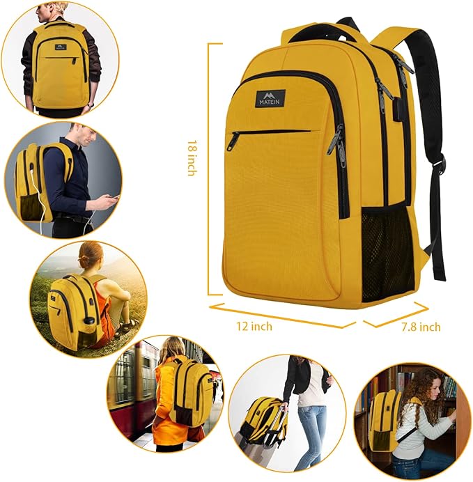 MATEIN Travel Laptop Backpack, Sturdy Anti Theft College School Backpack for Girls Boys with USB Charging Port, Water Resistant 15.6 Inch Computer Daypack Student BookBag Gift for Women and Men