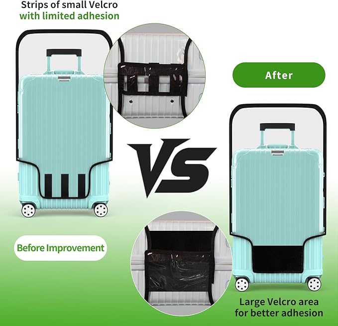 Suitcase Covers For Luggage, 20 Inch Clear PVC Luggage Covers Protector Full Thicken Transparent Waterproof Suitcase Sleeve With Large Velcro for 20" Wheeled Suitcases