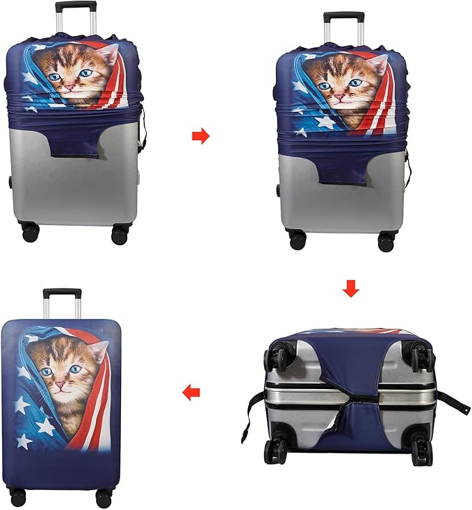 WUJIAONIAO Travel Luggage Cover Baggage Suitcase Cover Protector Skins 18-32 Inch (Cat A, S (for 18-20 inch luggage))