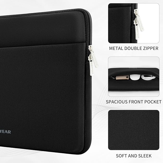 RAINYEAR Laptop Sleeve Case 15 16 Inch, Protective Portable Case with Front Pocket, Briefcase Handbag Computer Cover Laptop Bag Compatible for MacBook Pro/Max M4 M3 M2 M1, Black