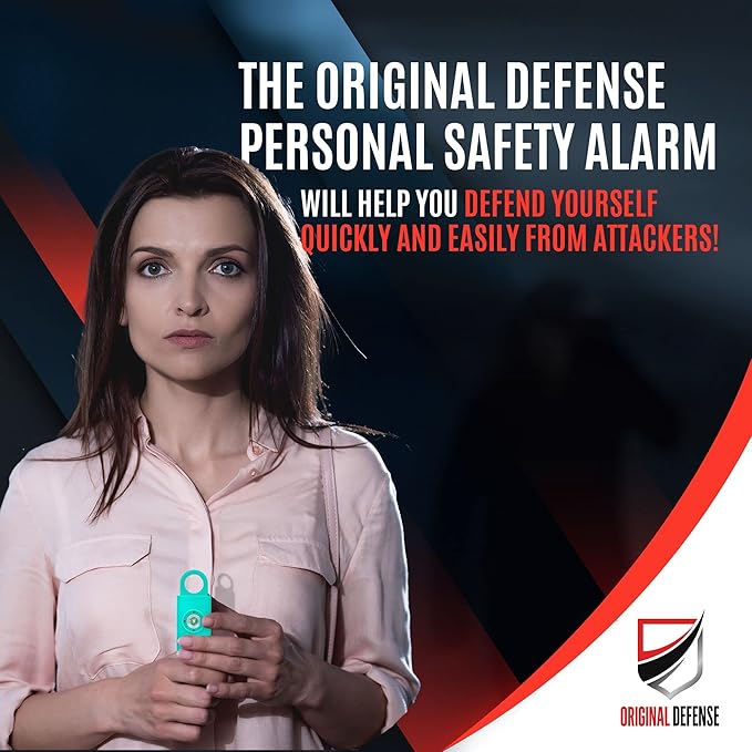 Original Defense® Siren Self-Defense Alarm (Mint) - 130 dB Keychain Alarm with LED Strobe Light for Women, Children, and Elderly - Police Recommended