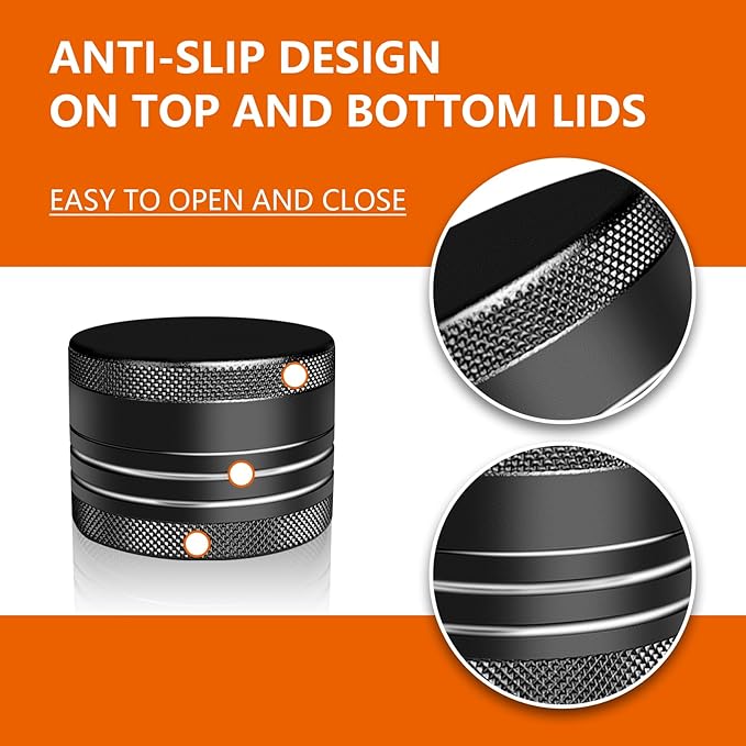 Small Pill Box, Portable Daily Box, Aluminium Alloy Round Container for Pills, Pocket Case (Black)