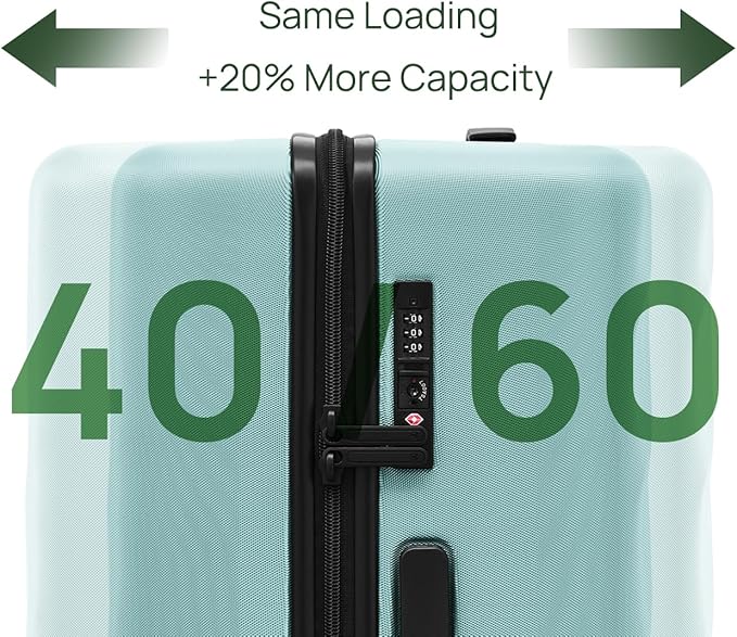 Trunk Luggage 26 Inch, Medium Checked Luggage with Double Spinner Wheels, Anti-Burst Zipper, Hard Case PC Suitcase, Lightweight Travel Luggage, TSA Approved (Crystal Green, Hudson)
