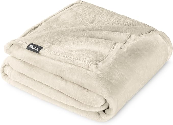 Bare Home Fleece Blanket - Twin/Twin Extra Long - Ultra-Soft Lightweight for Bed, Sofa, and Couch - Luxury Microplush - Cozy Warm Blanket (Twin/Twin XL, Oyster)